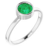 Platinum 6 mm Lab-Grown Emerald Ring